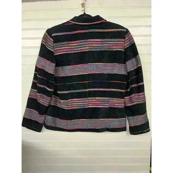 Sag Harbor Full Zip Blazer Vintage Black Multi Stripe ladies size 8 - Picture 6 of 10